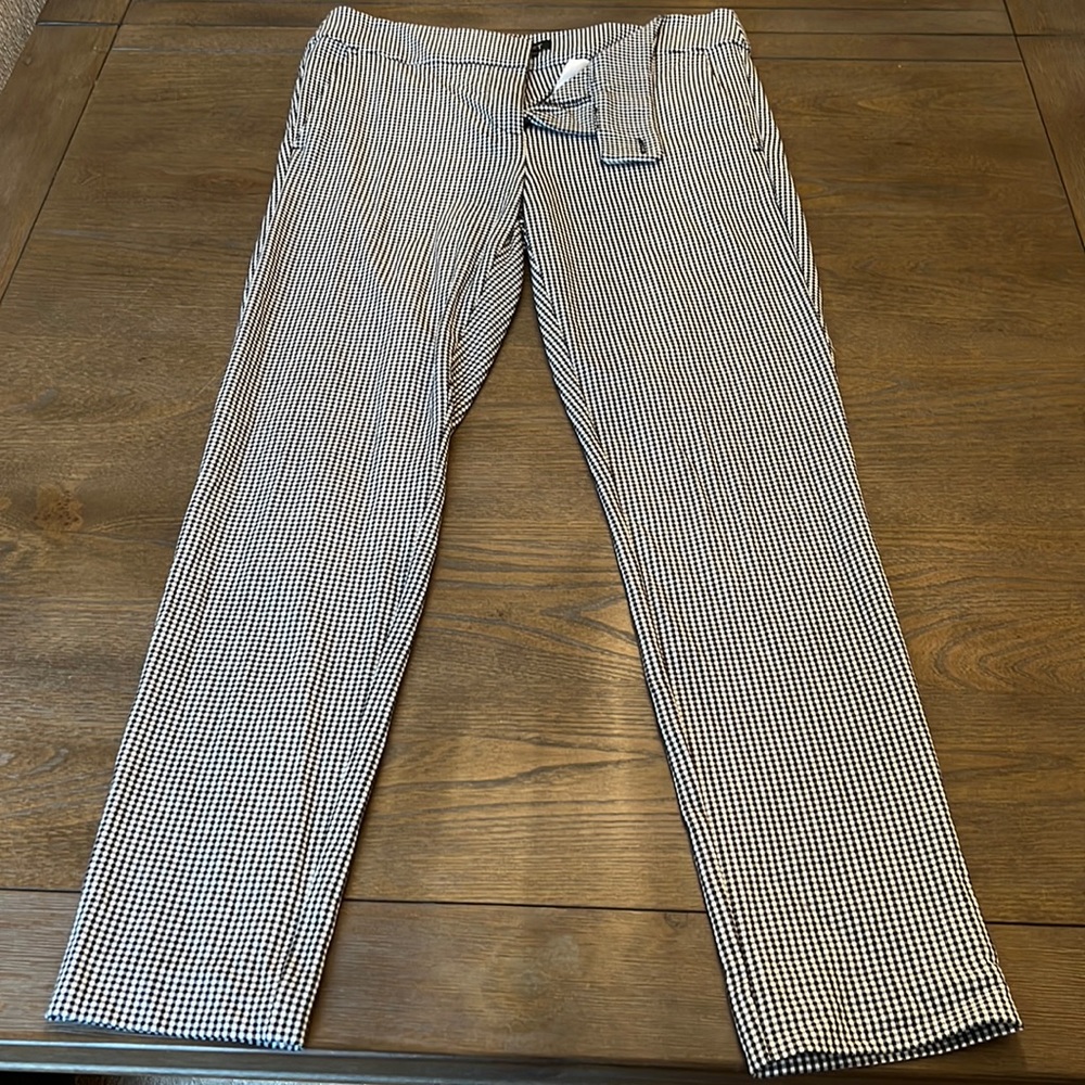 Loft black and white gingham work pants